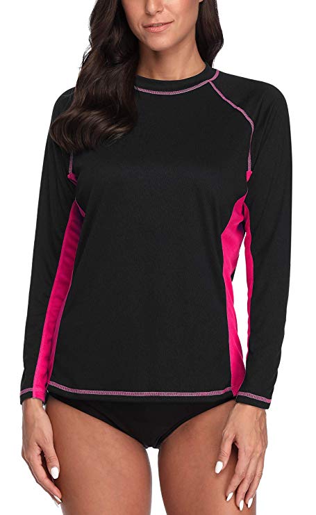 ATTRACO Womens Rash Guard Long Sleeve Swim Shirts Sun Protection Swimsuit UPF 50