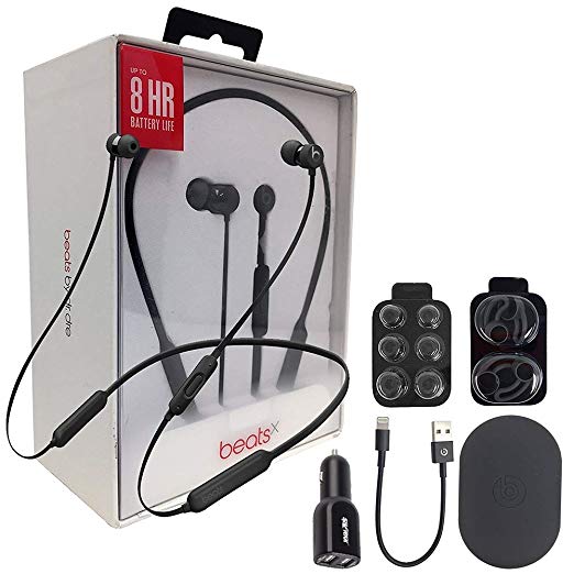 Beats by Dr. BeatsX Wireless In-Ear Headphones - Black - With Fast Key 2.4 Car Adapter & Ear Gel,Lighting USB Kit (Refurbished)