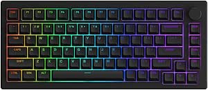 Akko 5075B Plus Mechanical Keyboard 75% RGB Hot-swappable Gaming Keyboard with Knob, Shine-through black keyboard with PBT Double Shot ASA Profile Keycaps V3 Cream Yellow Pro