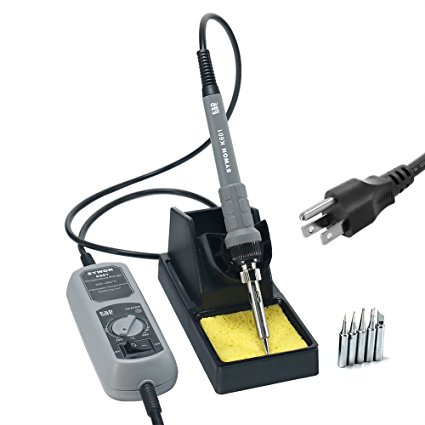 Sywon 60W ESD Soldering Iron Station Kit with ON-OFF Switch Temperature Adjustable, Soldering Stand Holder, 5 Extra Tips and 104 Inch Power Cord