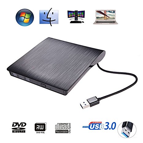 External DVD CD Drive, HappyCell USB 3.0 Optical CD DVD Burner Superdrive Ultra Slim Portable DVD, for Mac Macbook Air Macbook Pro iMac Ultrabook and other Laptop