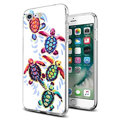 cocomong Funny Cute Sea Turtles for iPhone 7 Case iPhone 8 Case 4.7" Clear Design, Protective Soft TPU Phone Cover Gifts for Girls Boys Men Women Shockproof Bumper Anti-Drop-Scratch