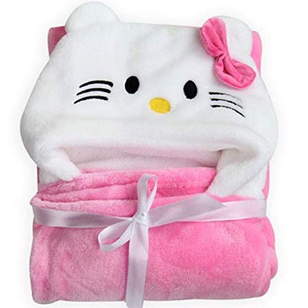 BRANDONN Newborn 3-in-1 Wrapper/Baby Blanket/Bathgown Baby Bath Towel (Pink)