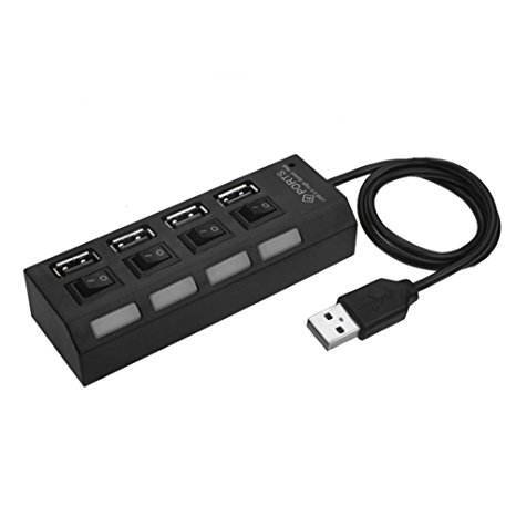 Telafu 4-Port USB Hub with Individual Power Switches and LEDs (USB 2.0)