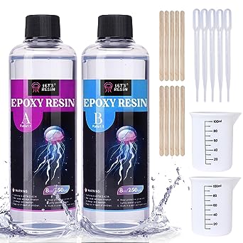 LET'S RESIN 500ml/16oz Clear Epoxy Resin, Bubbles Free Casting Resin for Art Crafts, Jewelry Making, Crystal Clear 2 Part Resin and Hardener with Mixing Cups, Stir Stick, Transfer Pipettes, Gloves