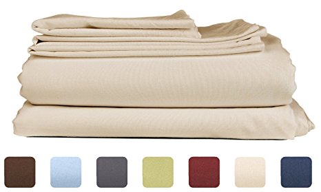 King Size Sheet Set - 4 Piece - Hotel Luxury Bed Sheets - Extra Soft - Deep Pockets - Easy Fit - Breathable & Cooling Sheets - Wrinkle Free - Comfy – Beige Tan Bed Sheets - Kings Sheets – 4 PC