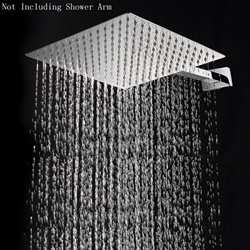 KiaRog?12 Inch (12'') Rain Shower Head With Flow Ristrictor and Air Booster.25% Water Save and More Powerful Water Out.12-Inch Side,1/16'' Ultra Thin Showerheads.30 CM * 30 CM Stainless Steel Shower