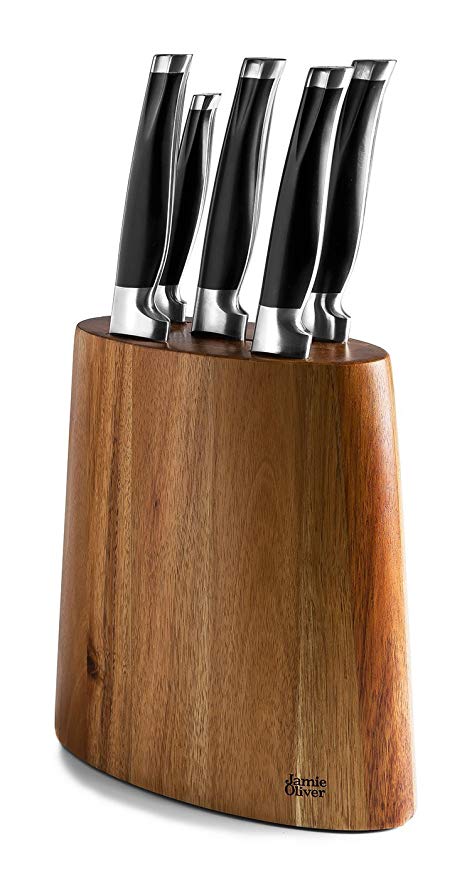 Jamie Oliver Acacia Knife Block, Wood, Brown, 8.8 x 21.5 x 37.5 cm