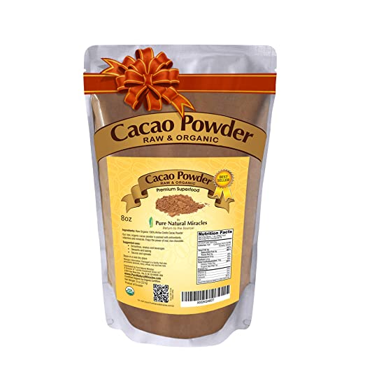 PURE NATURAL MIRACLES Organic Cacao Powder Unsweetened Raw Cocoa 8 oz