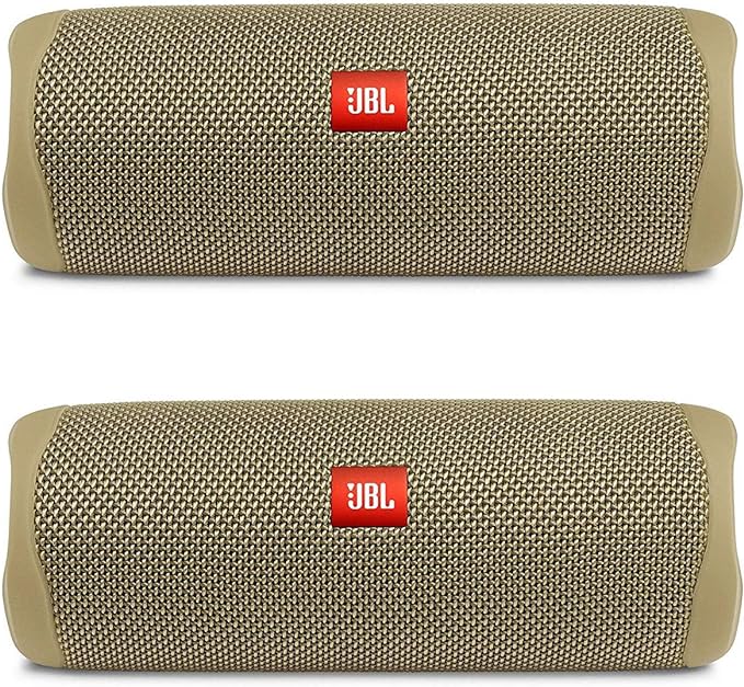 JBL Flip 5 Waterproof Portable Wireless Bluetooth Speaker Bundle - (Pair) Sand