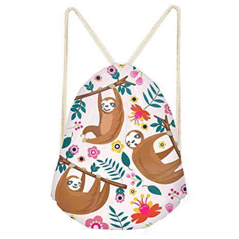 Amzbeauty Sloth Drawstring Bag Backpack Sport Gym Travel Sack Bag Rucksack for Women Man Boys Girls Kids