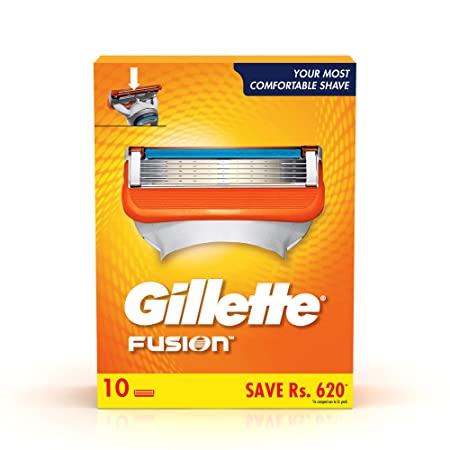 Gillette Fusion Shaving Blades- Pack of 10 (Cartridges)