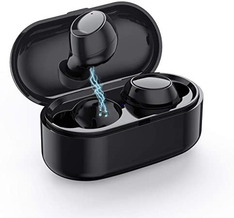 Poweradd Bluetooth 5.0 Wireless Earbuds, True Wireless Headphones Earbuds 3D Stereo Sound Built-in Mic Microphone for iOS and Android Device with Portable Charging Case