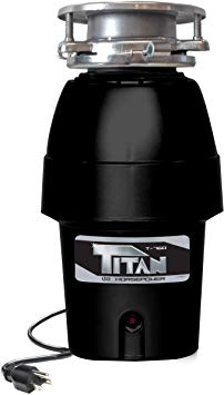 Titan 10-US-TN-760-3B Garbage Disposal, 1/2 HP - Mid Duty, Black with Chrome Flange