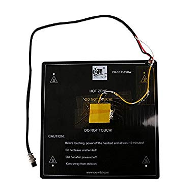 2018 Upgraded 12V Heater Bed Aluminum Hotbed Board with Cable Installed Well for CR-10 CR-10S 300x300x400mm and CR-10 S5 500x500x500mm 3D Printer Creality Hot Bed Size 310x310x3mm