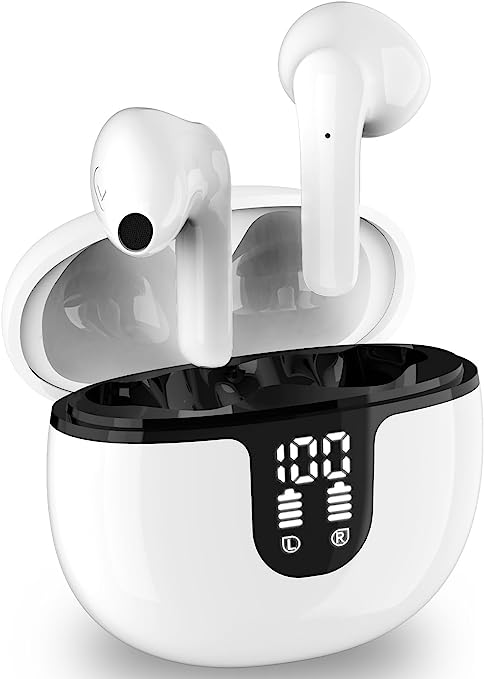 Wireless Earbuds, Bluetooth 5.3 Earbuds Hi-Fi Stereo, Ear Buds IPX7 Waterproof with ENC Noise Cancelling Mic, 40H Playtime with LED Digital Display, Touch Control Bluetooth Earbuds for Android/iOS