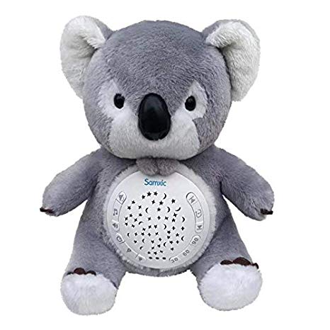 Spring Bud Baby White Noise Sound Machine & Shower Gifts | 12 Baby-Soothing Sounds and Sleep Aid Night Light | Portable Soother Stuffed Animals Koala Toy with Adjustable Volume, Auto-Off Timer (Grey)