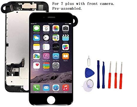 Screen Replacement Compatible with iPhone 7 Plus Full Assembly - LCD 3D Touch Display Digitizer with Ear Speaker, Sensors and Front Camera, Fit Compatible with iPhone 7 Plus (Black)
