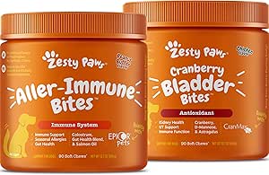 Allergy Immune Supplement for Dogs - with Omega 3 Wild Alaskan Salmon Fish Oil   Cranberry for Dogs - UT Incontinence Support   Immune Health Dog Antioxidant