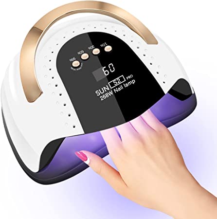 268W UV LED Nail Lamp, LKE Nail Dryer for Gel Polish, 4 Timers UV Nail Lamp Professional Nail Light, 57Pcs Lamp Beads and Automatic Sensor(White)