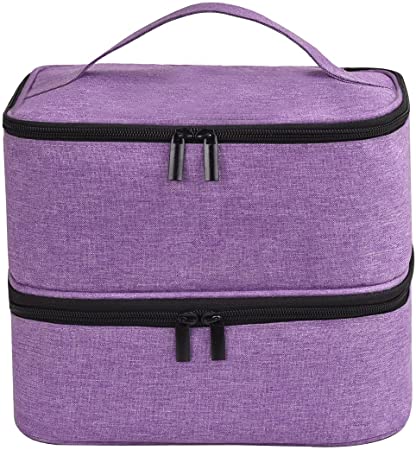 Nail Polish Carrying Case Bag-Holds 30 Bottles, Double-Layer Nail Polish Storage and Nail Dryer Case(Purple))