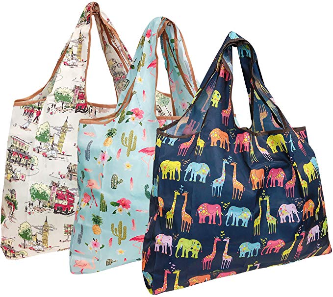 Wrapables A72041c Eco-Friendly Large Reusable Shopping Bags, Foldable, Lightweight, Durable, Animals   England