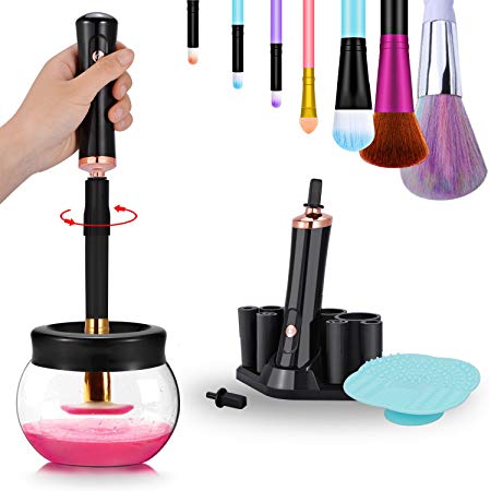 ADDSMILE Makeup Brush Cleaner, Portable Automatic Brush Dryer and Cleaner, Deep Thorough Cleaning in Seconds, Suits Most Make Up Brush, Black Cleaning Spinner/Kits for Women …