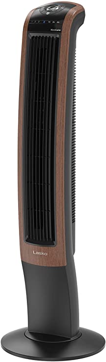 Lasko Wind Curve Electric Oscillating Tower Fan with Bluetooth Technology for Indoor, Bedroom and Home Office Use, 42", Blackwood T42905