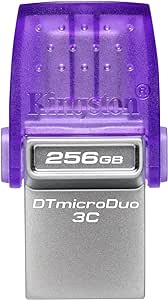 Kingston DataTraveler microDuo 3C 256GB USB-C & USB-A Flash Drive | Speeds up to 200 MB/s | USB 3.2 Gen 1 | Duo Connector | DTDUO3CG3/256GB