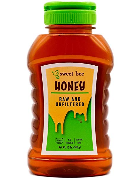 Sweet Bee 100% Pure Raw and Unfiltered Honey - Certified Grade A, Gluten Free, and Kosher - Silky Smooth Yucatán Amber and Argentinian Gold Squeeze Bottle Honey (12 oz)