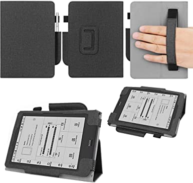 KuRoKo Premium PU Leather Case Cover with Hand Strap, Pen Holder for boox nova pro 7.8 (Black)
