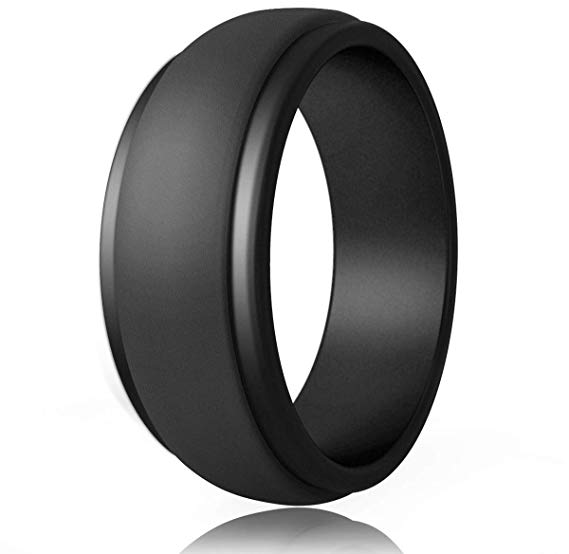 POPCHOSE Silicone Wedding Ring for Men, Mens Silicone Rubber Wedding Bands, Thin Breathable Silicone Ring Size 7 8 9 10 11 12 13, 1 Pack