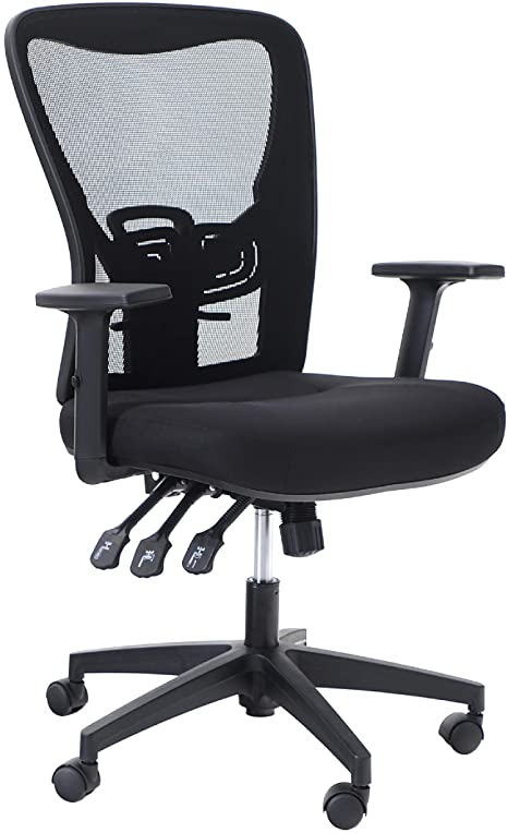 ALPHA HOME Office Chair Ergonomic Home Desk Chair Mid Back Mesh Computer Task Chair with Lumbar Support Executive Stool with Adjustable Armrest & Seat Cushion Rolling Swivel Reclining Chair