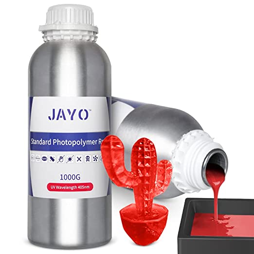 JAYO 3D Printer Photopolymer Resin, 405nm UV Light Curing Standard Resin, Suitable for 2K 4K 6K 8K LCD 3D Printers, Red 1000g