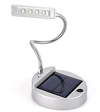 WattEDGE Super Bright 4 LED Rechargeable Solar Desk Lamp, USB Book Light, Laptop Reading Light, Flexible Gooseneck Design, IP55 Waterproof Great for Outdoors or Camping
