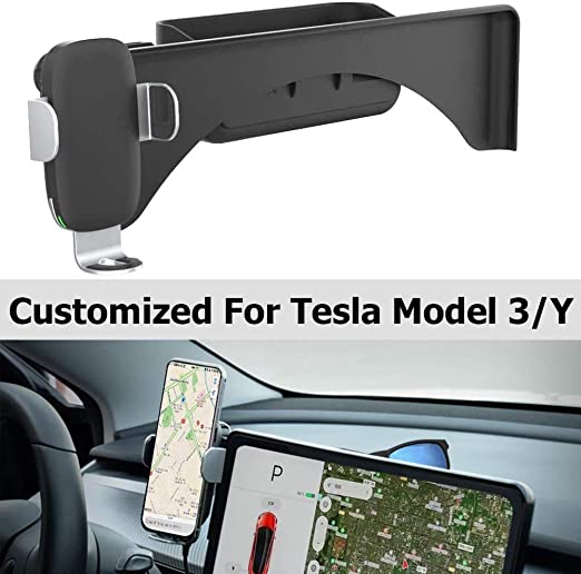 WJM Tesla Model 3 Model Y Wireless Charger Car Mount Wireless Charging Cell Phone Holder Compatible with All Smart Phones up to 6.5"