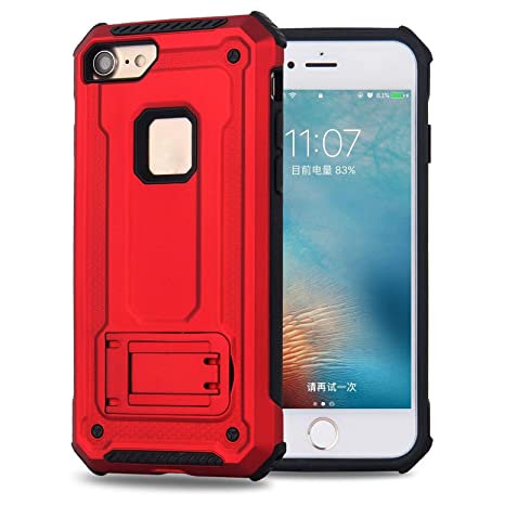 Cubix Tough Armor Back Cover Case for Apple iPhone 7 iPhone 8 (Red) Inbuilt Mobile Stand Military-Grade Drop Tested Shock Proof Slim Defender