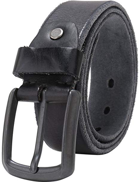 Men's Full Grain 1 1/2" Wide Leather Bridle Belt with Anti-Scratch Vintage Buckle