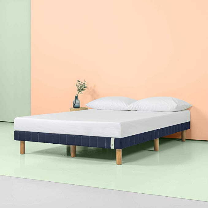 Zinus 11 Inch Quick Snap Standing Mattress Foundation/Low profile Platform Bed/No Box Spring needed, Navy, Cal King