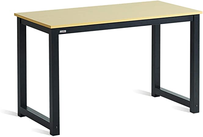 DECOHOLIC Computer Desk 47" PC Laptop Study Table Office Desk Workstation for Home Office,with Leg Bars,Modern Industrial Style,Oak Board Black Leg
