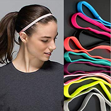 Yeshan Sports Headband No Slip Grip Hairband Elastic Single Band Silicone Lined Sweatband,pack of 12
