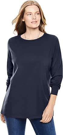 Woman Within Women's Plus Size Perfect Long-Sleeve Crewneck Tee