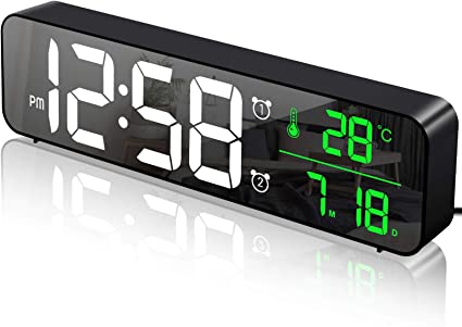 TKHIN Wake Up Light Digital Alarm Clock, Bedside Clock with Dual Alarm, 12/24 Hours, FM Radio