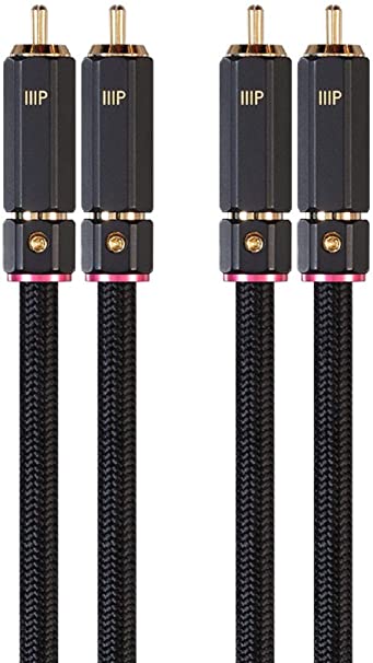 Monoprice Male RCA Two Channel Stereo Audio Cable - 15 Feet - Black, Gold Plated Connectors, Double Shielded with Copper Braiding - Onix Series