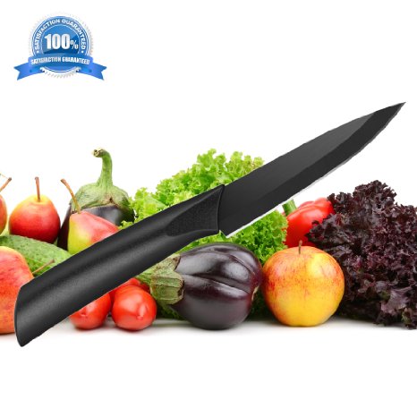 Ceramic Paring Knife - Best and Sharpest 4-inch Black Professional Kitchen Knife - Latest and Hardest Blade That Doesnt Need Sharpening for Years FREE Blade Cover
