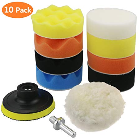 TedGem Polishing Pads Sponge and Woolen Polishing Waxing Buffing Pads Kits, Polishing Compound Drill Buffing Sponge Pads Kit for Car Sanding Auto Car Polisher Buffer Set With Drill Adapter Kit