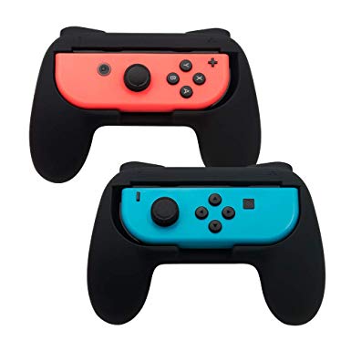 TOMSIN Grips for Nintendo Switch Joy-Con [Upgrade Version], Wear-Resistant and Non-Slip Matte Surface Handle Kit for Switch Joy Con Controllers 2-Pack (Black)
