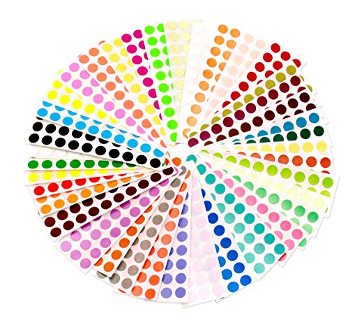 ChromaLabel 1/4 Inch Color Code Dot Labels, 38 Assorted Colors
