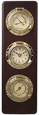 Ambient Weather WS-GL032-CM Porthole Collection Weather Center with Temperature & Humidity, Quartz Clock, Barometer
