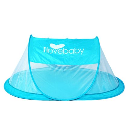 Instant Portable Breathable Travel Baby Tent, Beach Play Tent, Bed Playpen -Keep from Insects and Mosquitoes -Air Flowing and Enough Space for Babies -Super Light Weight Only 11 Oz -Blue